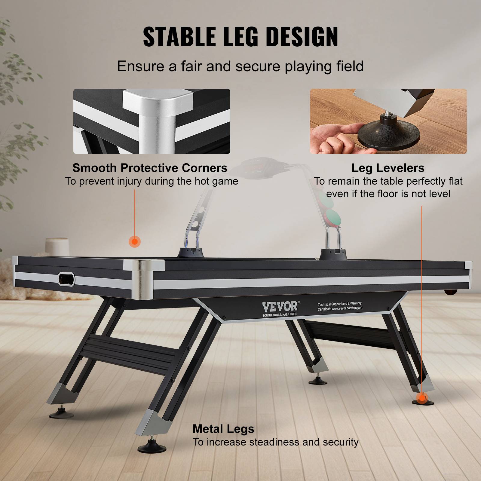 Vevor - VEVOR Table air hockey avec score LED intérieur, 2 palets, 2 poussoirs, jeu arcade pour salle de jeux. - Image 4