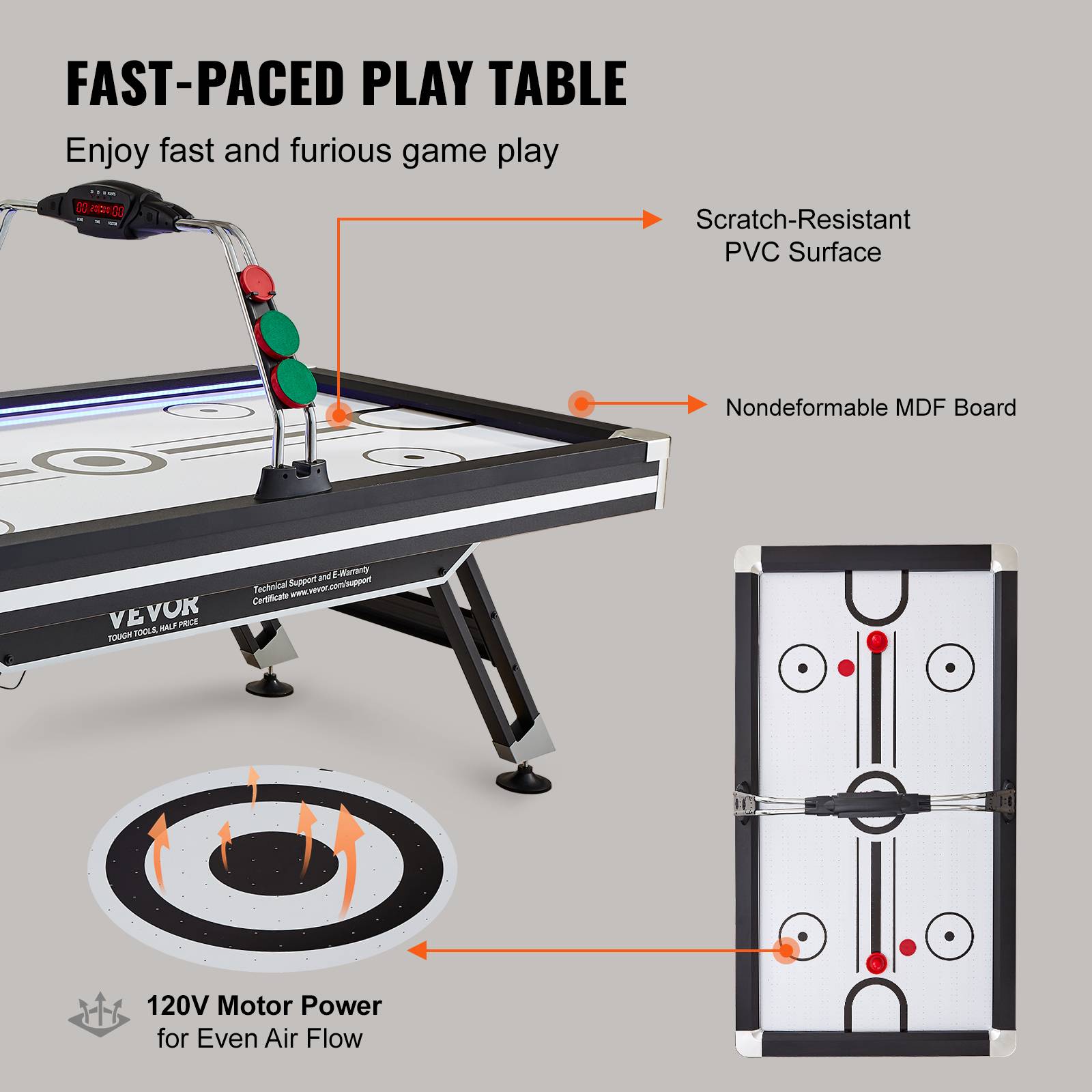 Table de air hockey KOTEK, table de jeu d'arcade de 106,7 cm avec 2 Table de air hockey KOTEK, table de jeu d'arcade de 106,7 cm avec 2