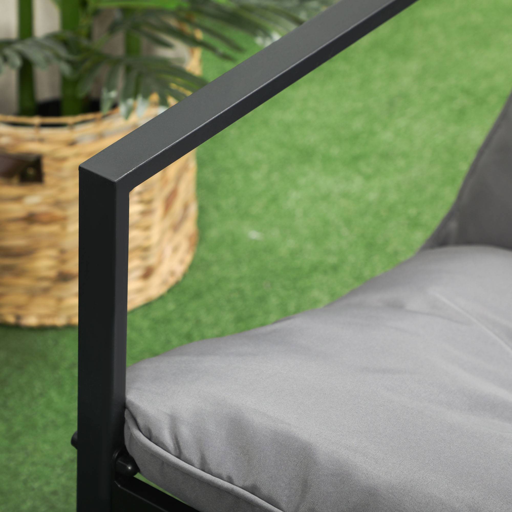 Outsunny - Salon de jardin 4 personnes - 4 pièces, 3 coussins - acier époxy noir polyester gris - Outsunny - Image 9