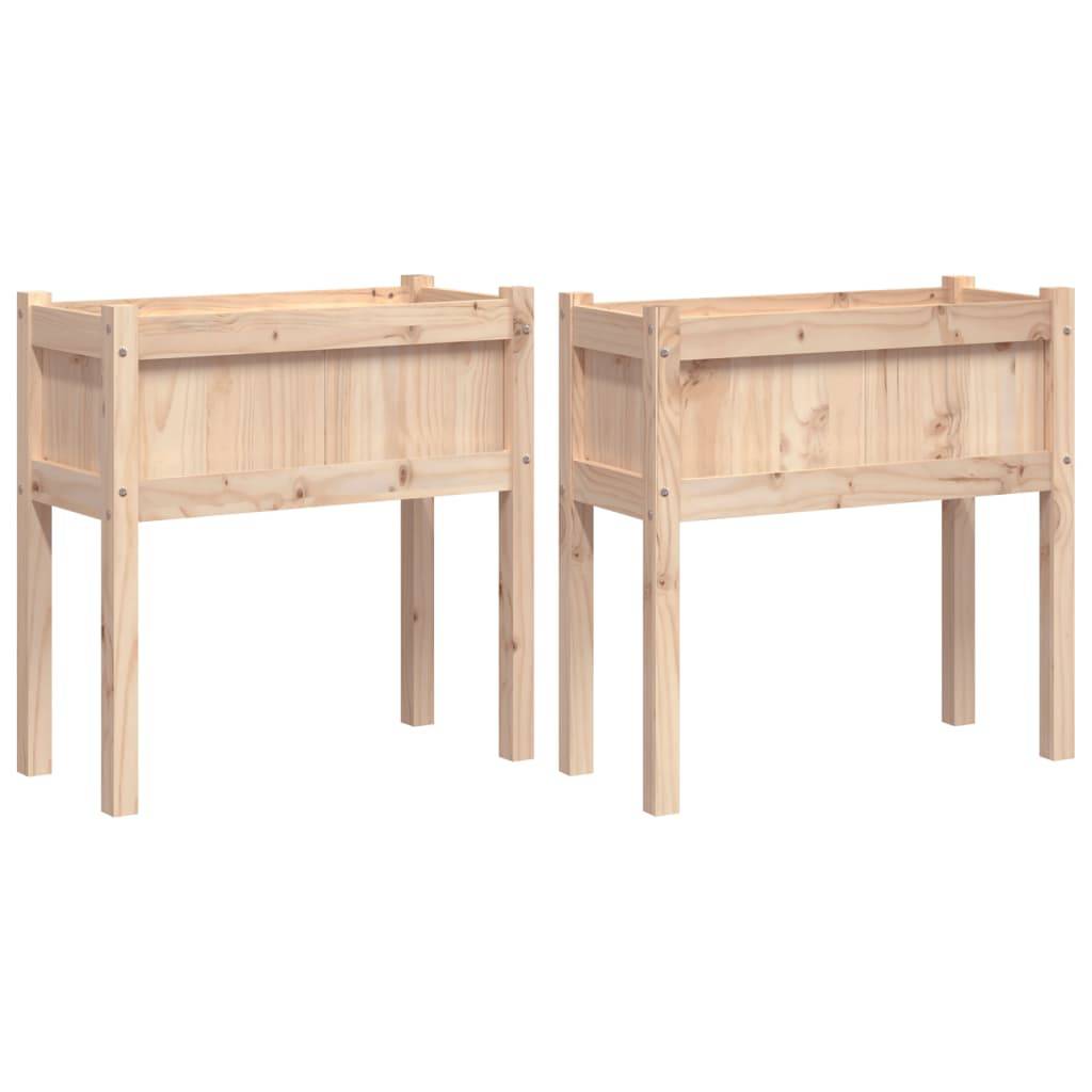 Maison Chic - Lot de 2 Jardinières - Bac à Fleurs - Pot De Fleurs avec pieds bois de pin massif - Image 1
