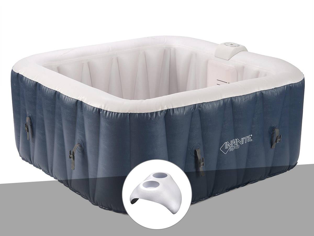 Infinite Spa - Kit spa gonflable Infinite Spa Champion carré Bulles 6 places + Porte verre