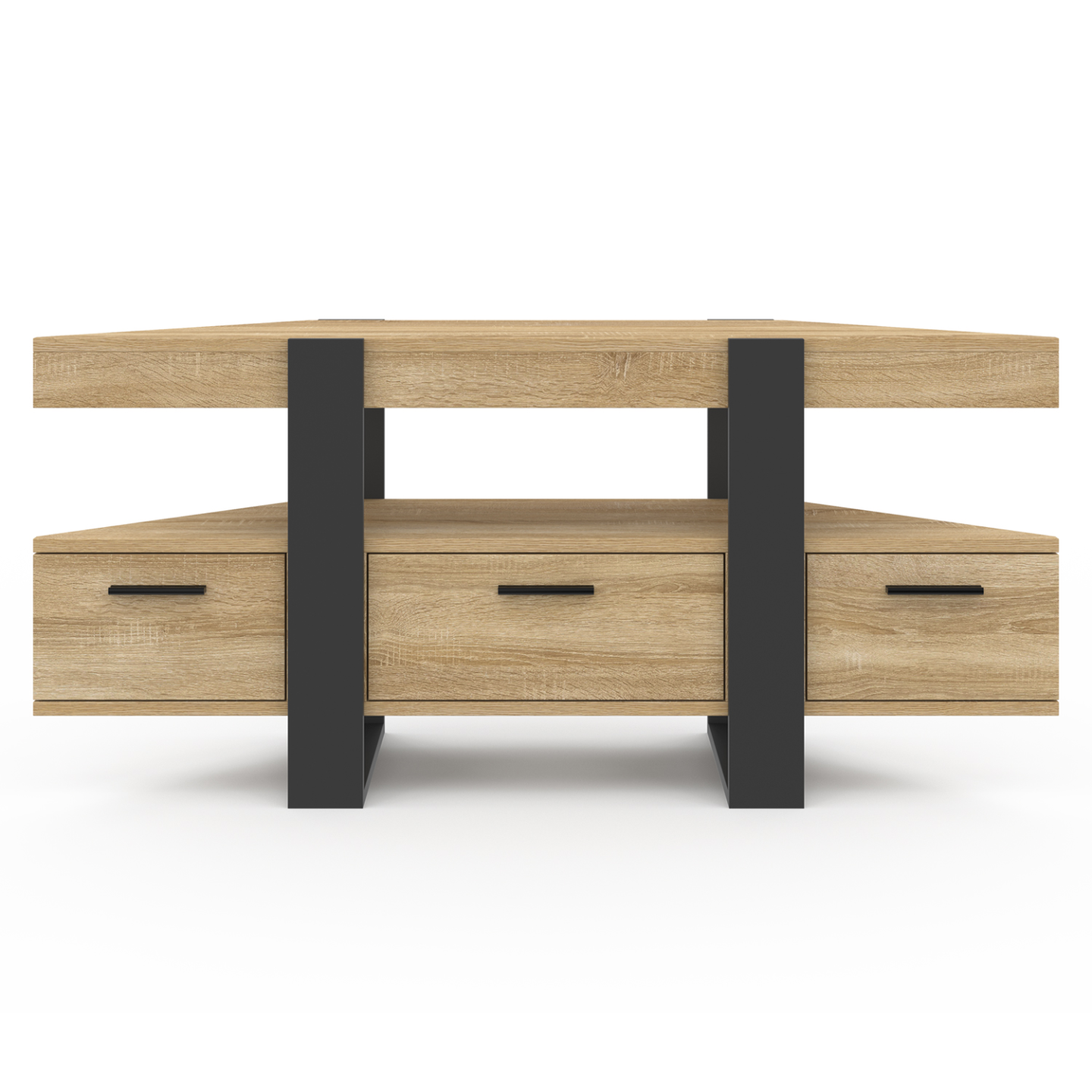 Meuble TV 110 cm d'angle PHOENIX avec tiroir bois et noir - Image 3