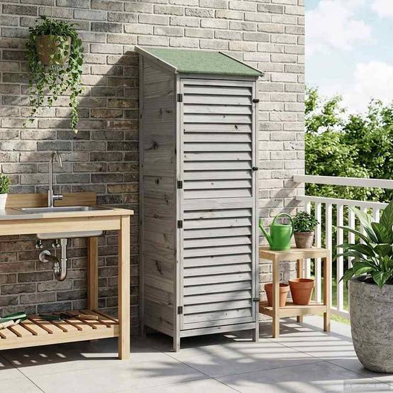 Vidaxl - Abri de jardin Gris 59,5 x 56 x 176,5 cm Bois de Sapin Massif vidaXL 42033462 - Image 4