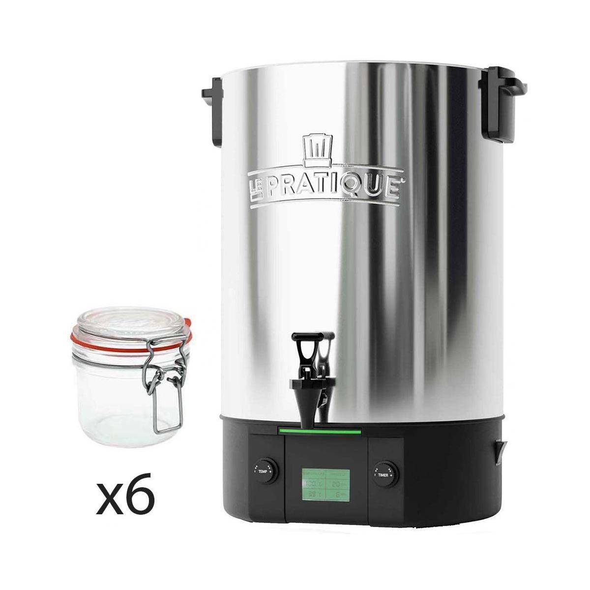 LE PRATIQUE - Stérilisateur électronique en inox 14 bocaux 2200 W avec 6 bocaux Stérilisateur + 6 bocaux de 200 ml - Image 1