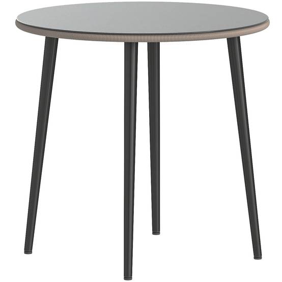 Table grise acier verre trempé rotin 80x80x74cm - Image 2