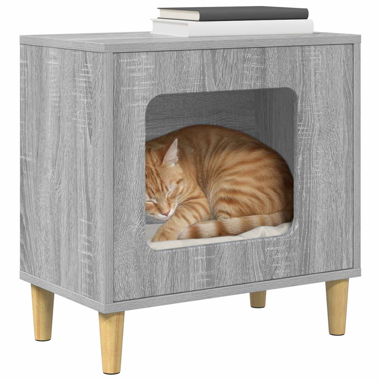 Vidaxl - Maison pour chat Gris Sonoma 51 x 30 x 52 cm Bois d'ingénierie vidaXL 8000659 - Image 4