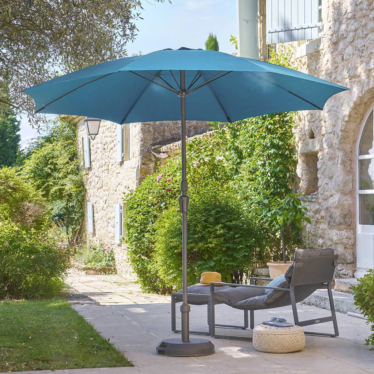 Hesperide - Parasol droit rond "Sisko" bleu canard 2,7m Hespéride - Image 1