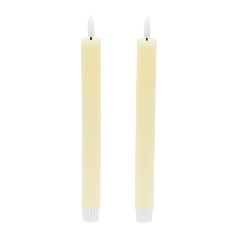 Lot de 2 chandelles Ø2,3cm H23cm Cire couleur ivoire flamme 3D avec Télécommande - Image 2