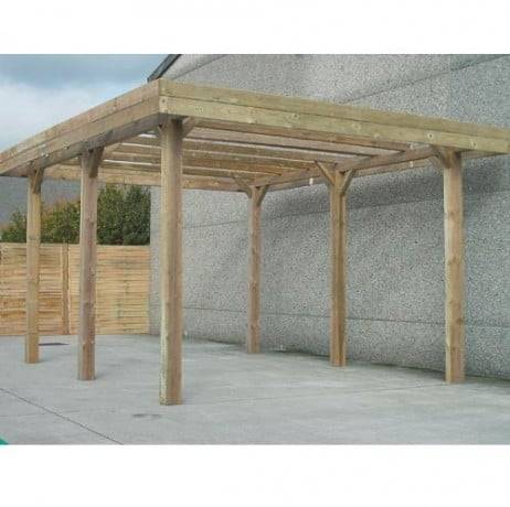 Carport base 5x5 H 4m, Ancrage A enfoncer, Panneaux de toit Métal - Image 1