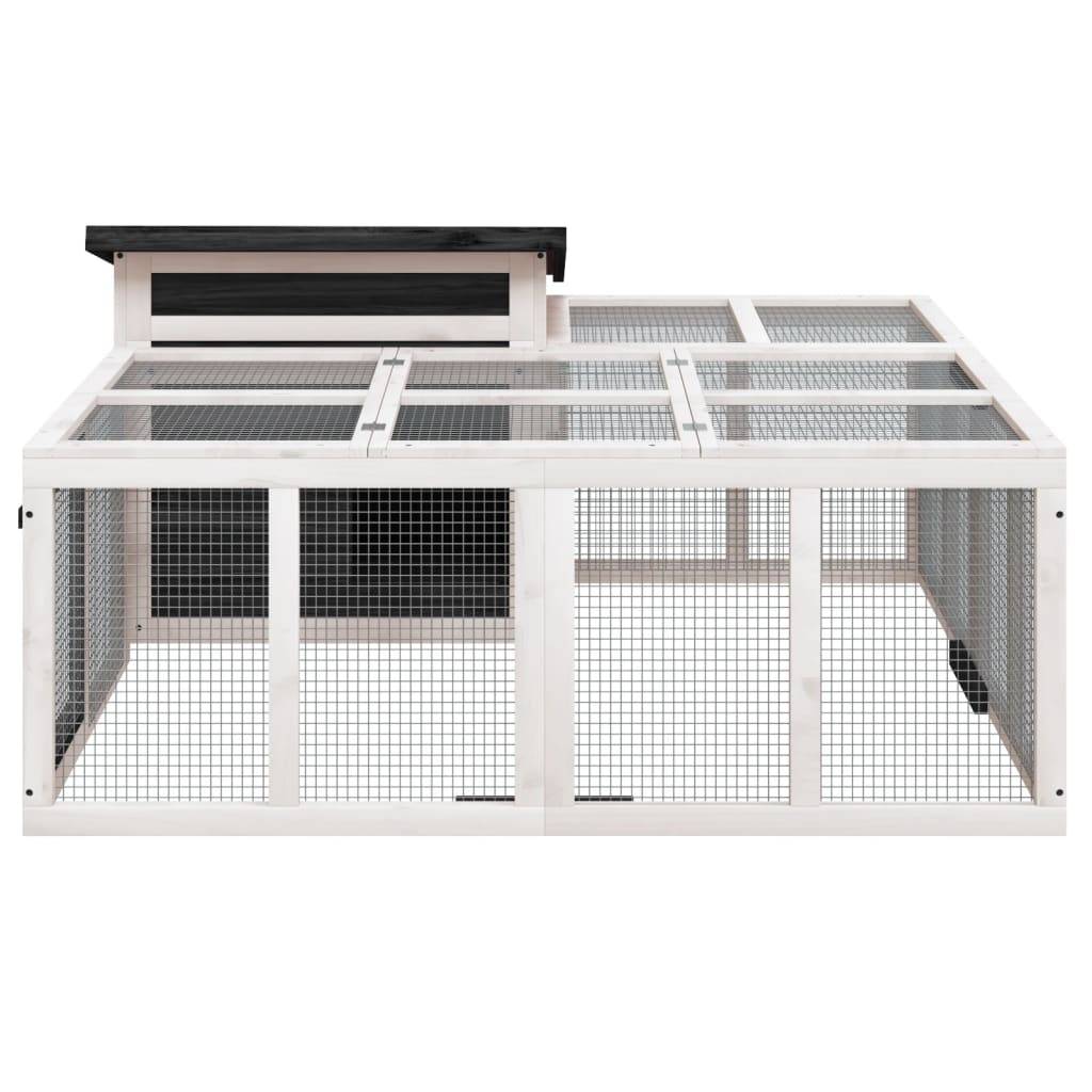 Clapier à lapins en bois avec enclos extérieur pour jardin gris – ComfortXL Outdoor Living - Image 3
