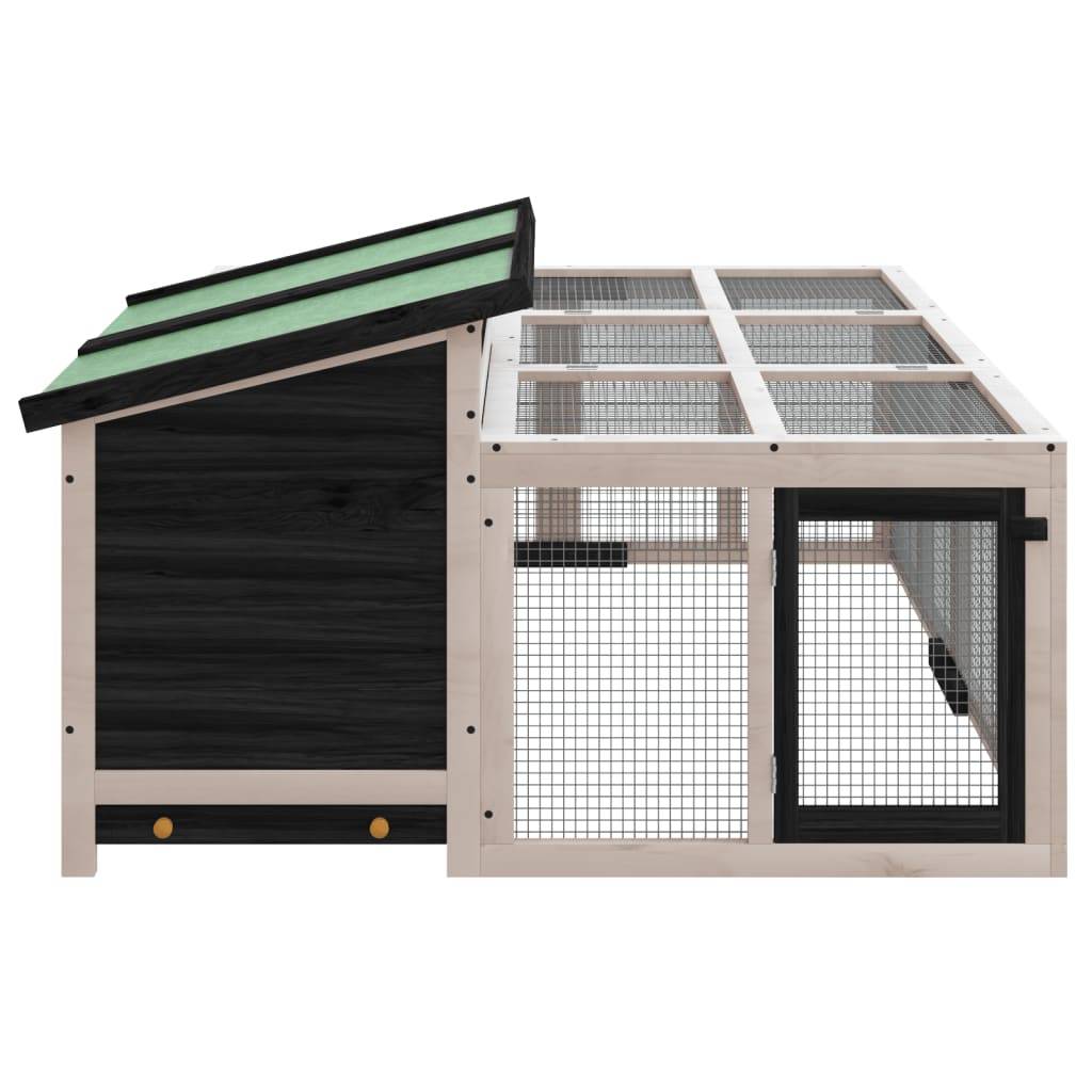Clapier à lapins en bois avec enclos extérieur pour jardin gris – ComfortXL Outdoor Living - Image 5