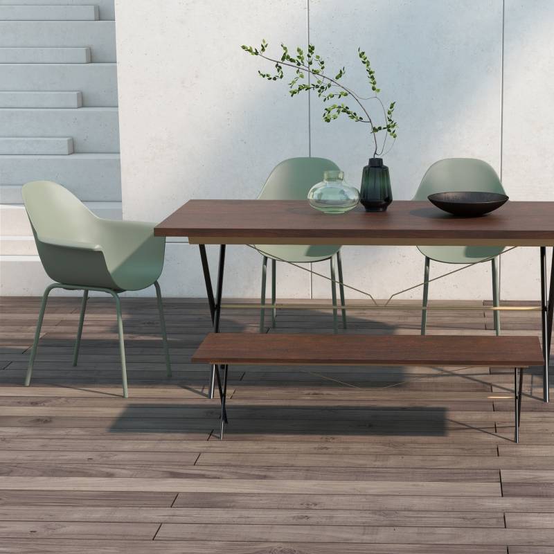 Ensemble de 4 chaises de jardin avec dossier et accoudoirs, résistantes aux intempéries, en plastique et métal, vertes - Image 7