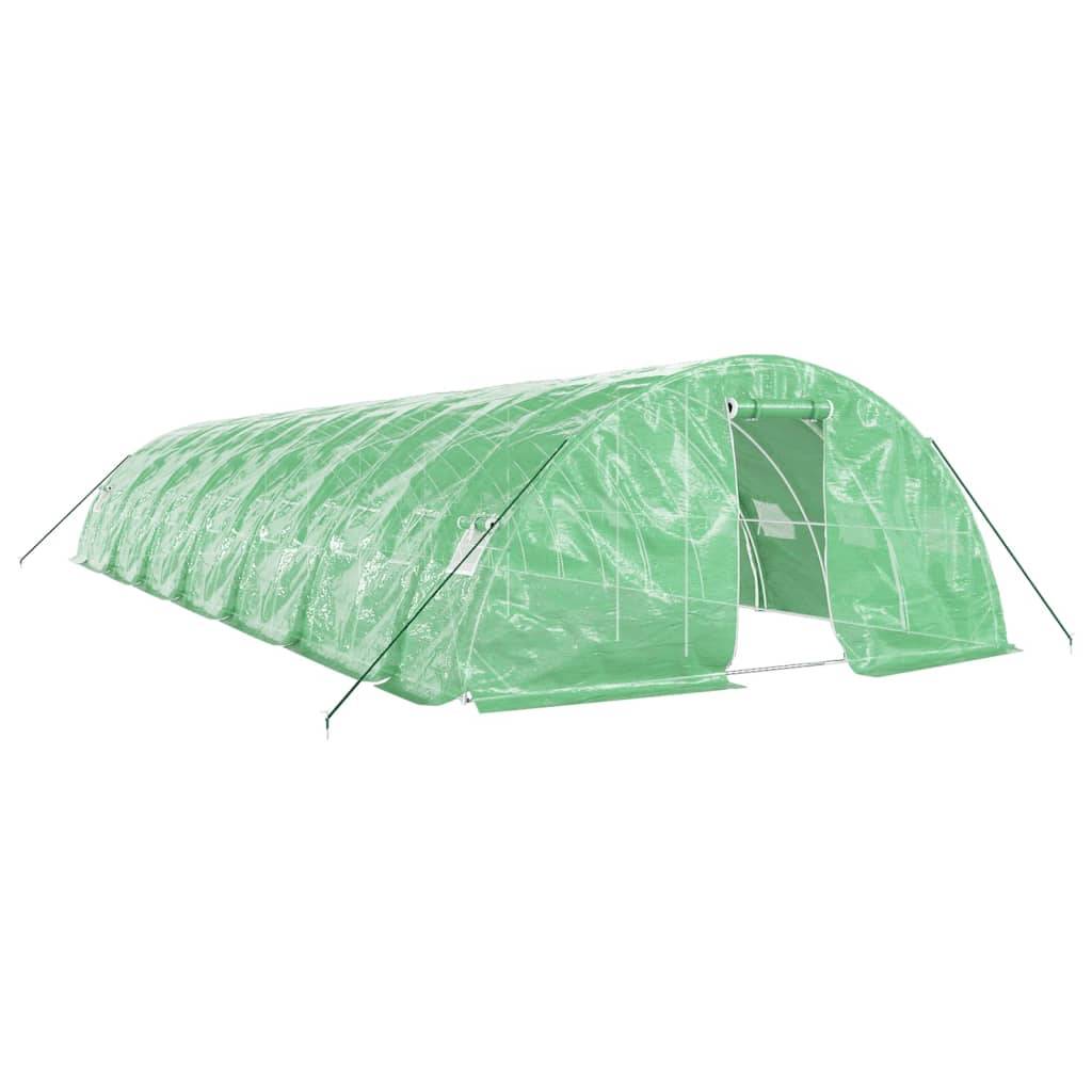 Serre Tunnel Jardin Acier Galvanisé PE Anti-UV Cultures 70m² 14x5m Vert - ComfortXL Outdoor Living - Image 2