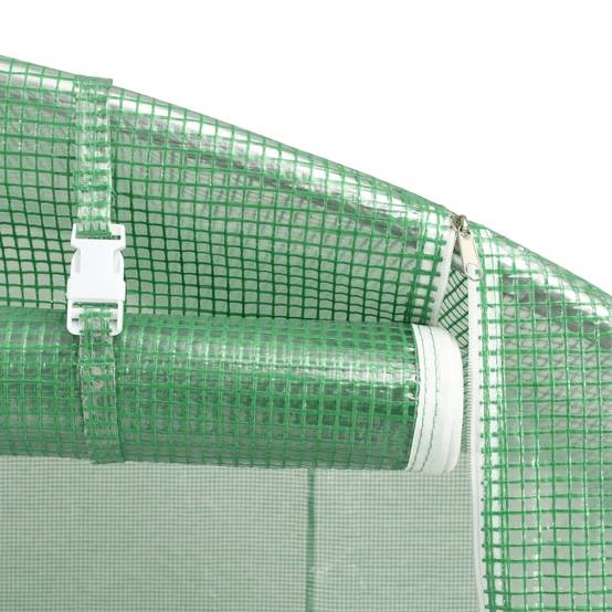 Serre Tunnel Jardin Acier Galvanisé PE Anti-UV Cultures 70m² 14x5m Vert - ComfortXL Outdoor Living - Image 8