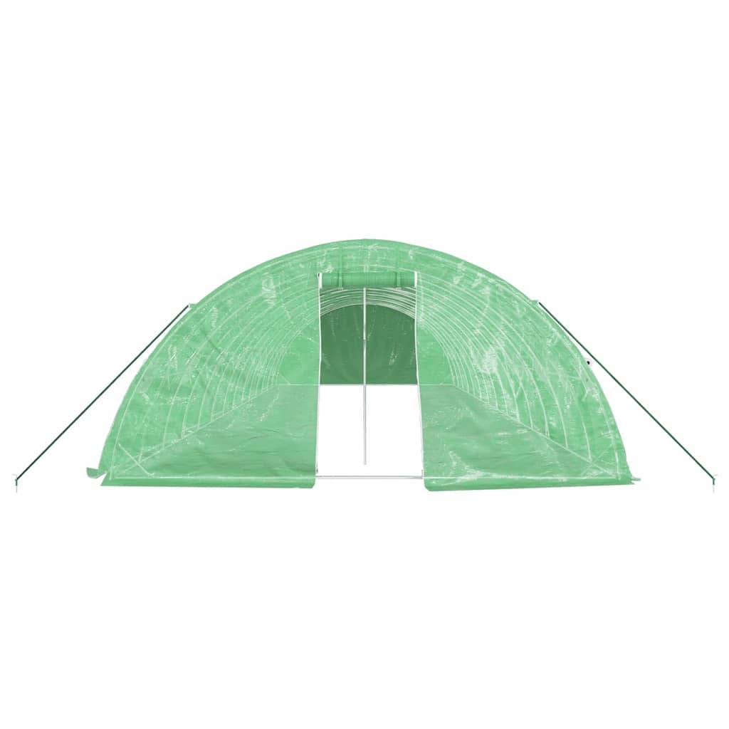 Serre Tunnel Jardin Acier Galvanisé PE Anti-UV Cultures 70m² 14x5m Vert - ComfortXL Outdoor Living - Image 4