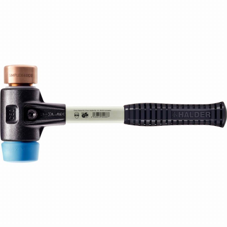 Maillet HALDER SIMPLEX TPE souple / cuivre avec boîtier en fonte malléable renforcée et manche en fibre de verre - D=30 mm - 3714.030