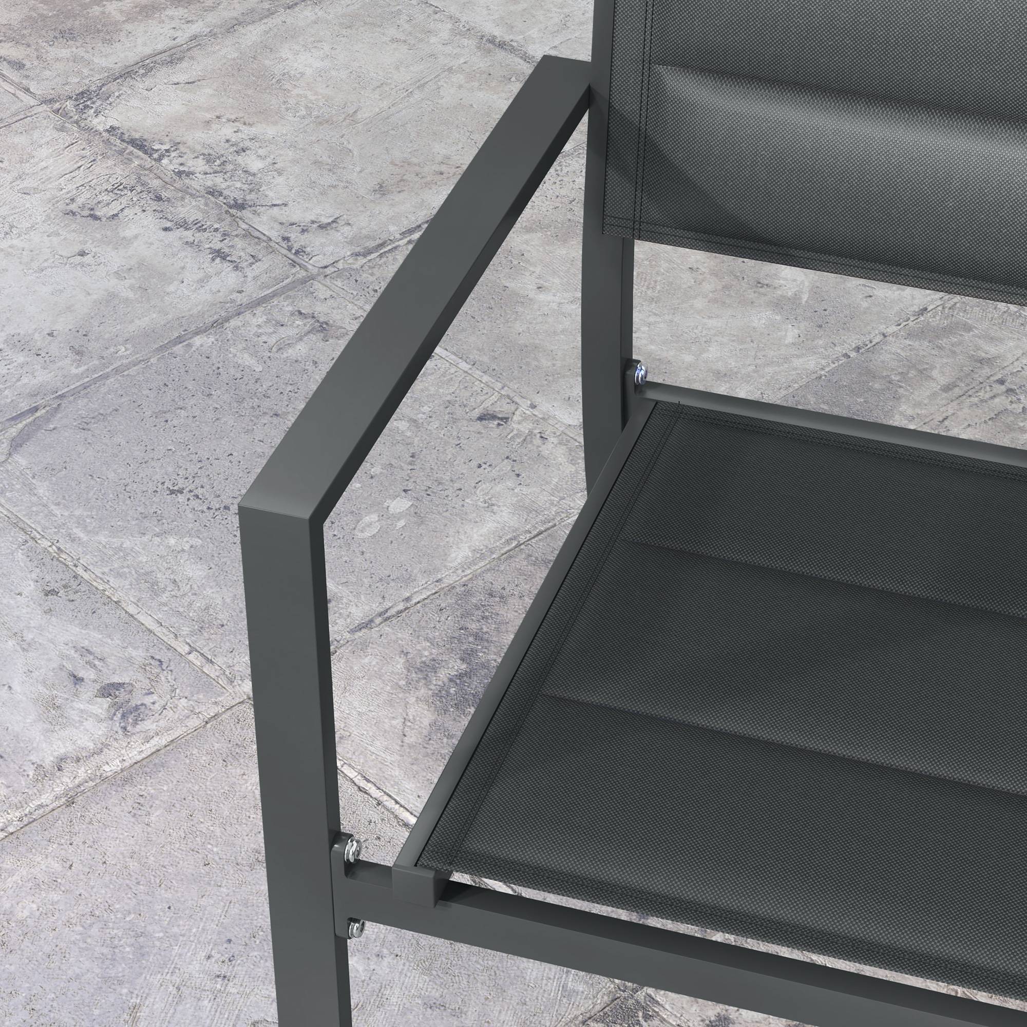 Outsunny - Lot 4 chaises de jardin empilables accoudoirs aluminium textilène gris - Outsunny - Image 5