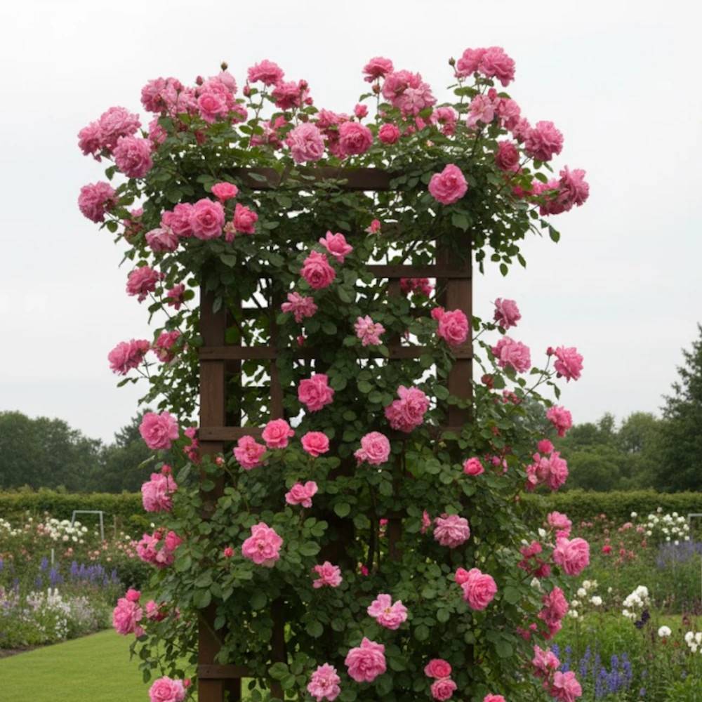 Rosier grimpant Parfum Royal® 'Nirparf' à fleurs Rose - feuillage Caduc - Pot de 3L - 20/40 cm-  hauteur à maturité De 2,00 m à 2,50 m - Image 1
