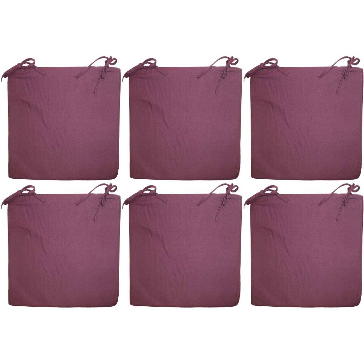 Jardindeco - Galette de chaise en coton 40 cm (Lot de 6)