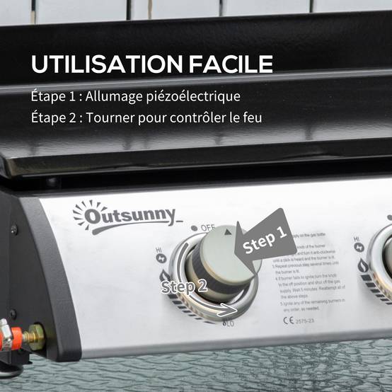 Plancha à gaz acier gris 63 x 48 x 21 cm - PANGIVO - Image 7