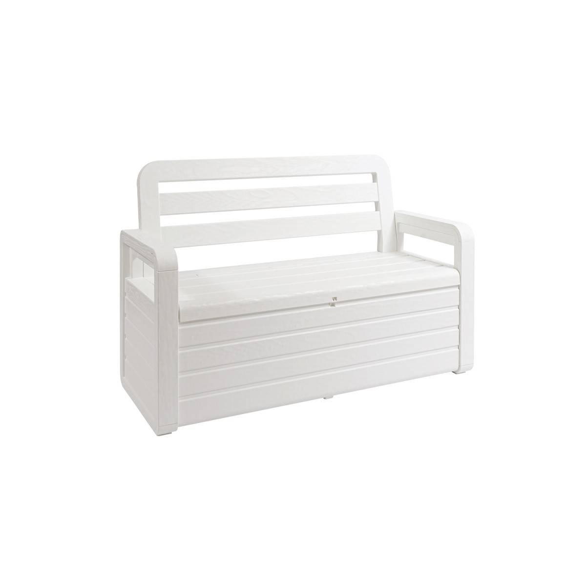 Coffre de Jardin en résine 270 Litres BLANC Effet bois 132 x 58 x H89 cm Protection Anti UV TOOMAX - Image 1
