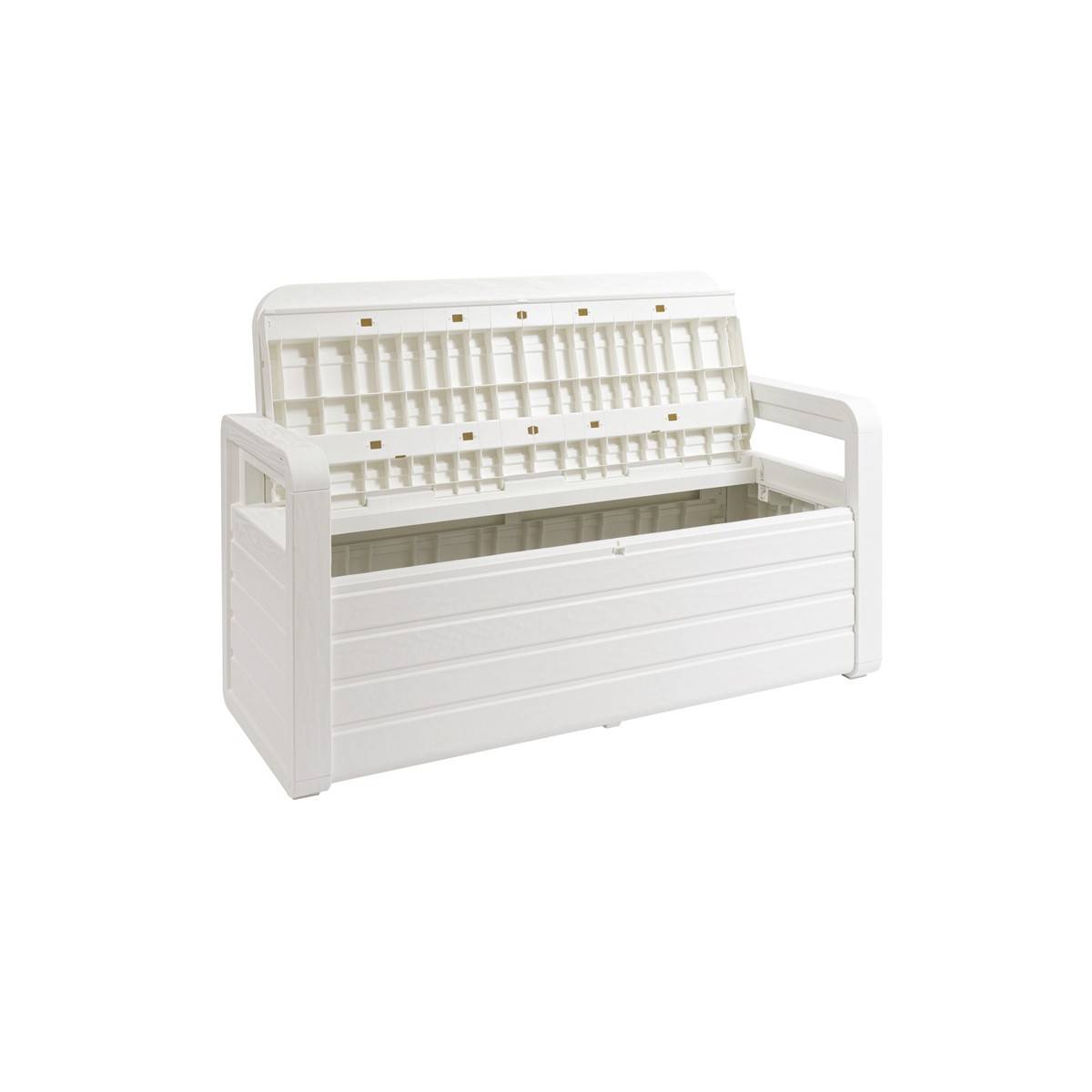 Coffre de Jardin en résine 270 Litres BLANC Effet bois 132 x 58 x H89 cm Protection Anti UV TOOMAX - Image 4