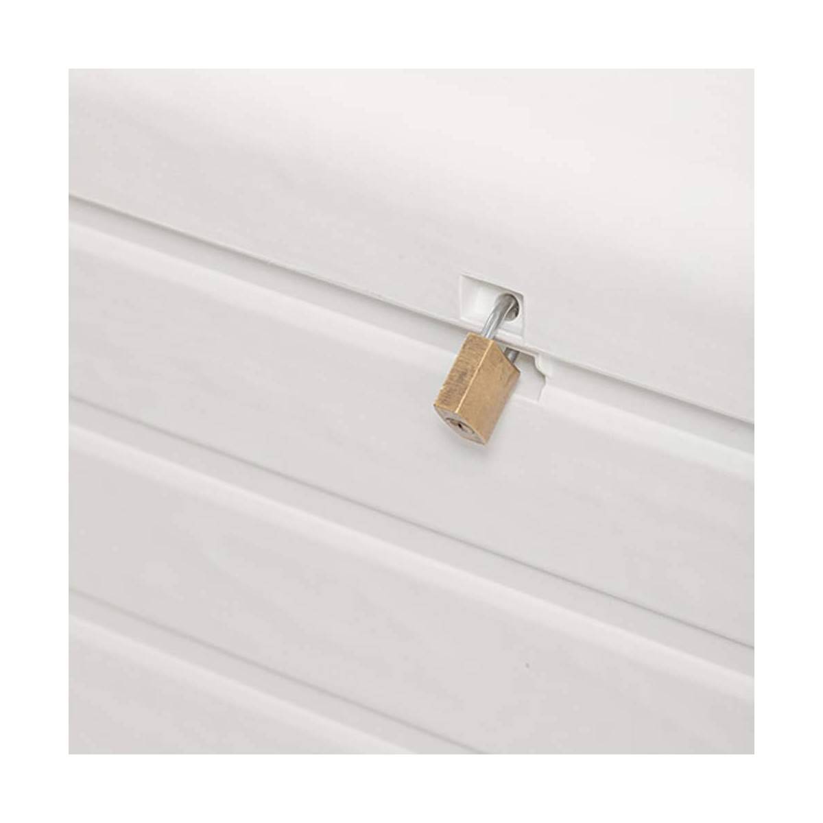 Coffre de Jardin en résine 270 Litres BLANC Effet bois 132 x 58 x H89 cm Protection Anti UV TOOMAX - Image 5