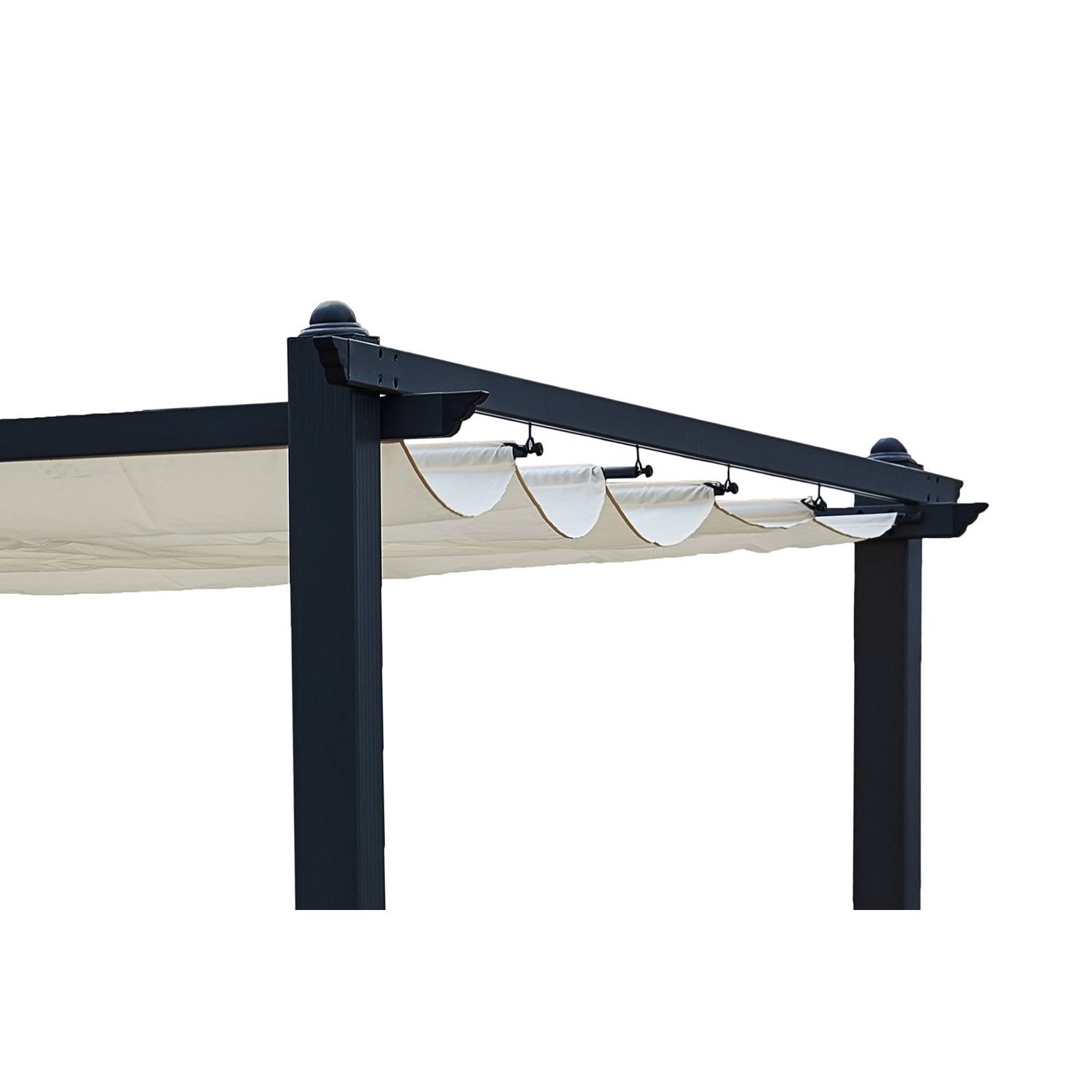 Pergola auto-portée 3 x 4 m avec toile rétractable beige NILA - Image 4