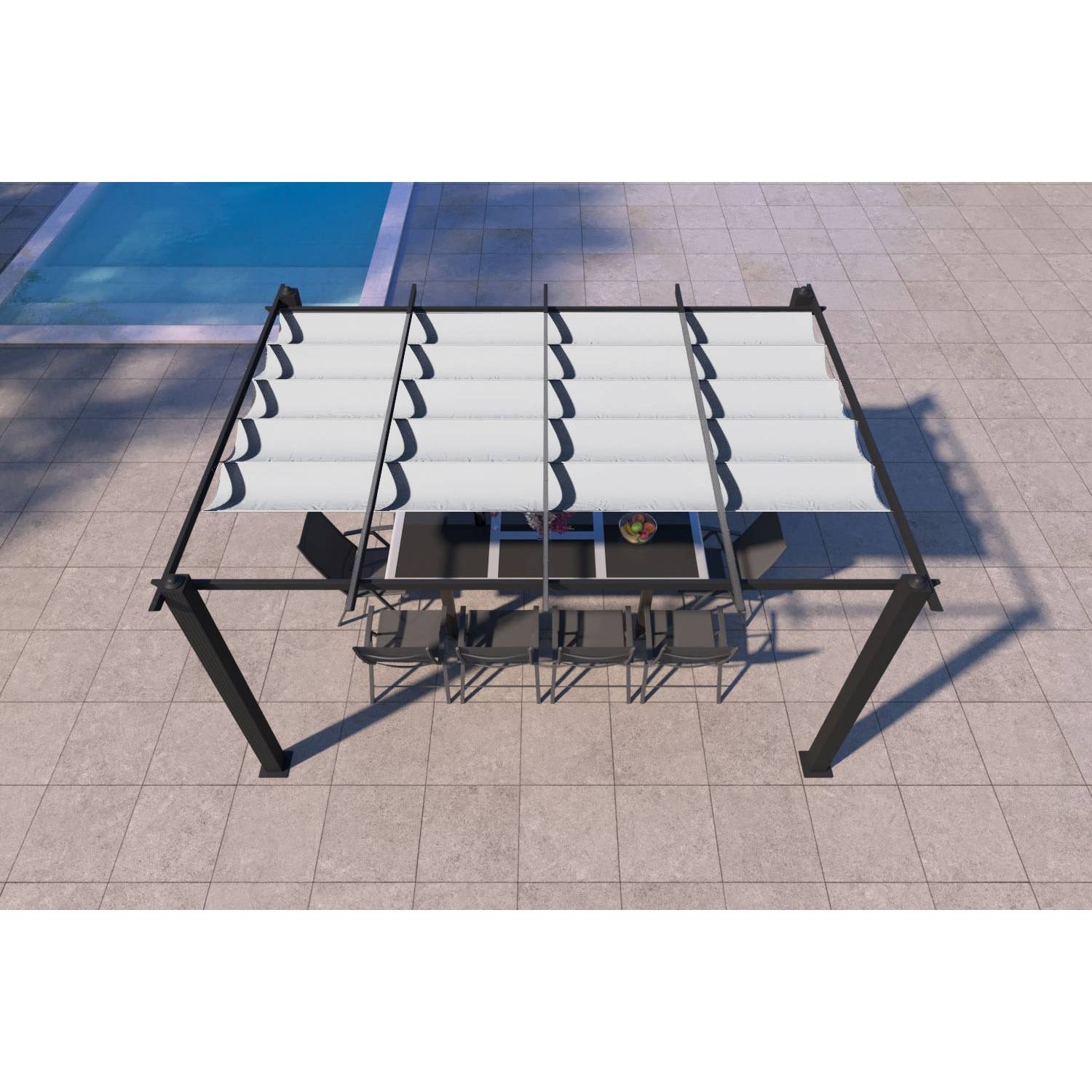 Pergola auto-portée 3 x 4 m avec toile rétractable beige NILA - Image 3