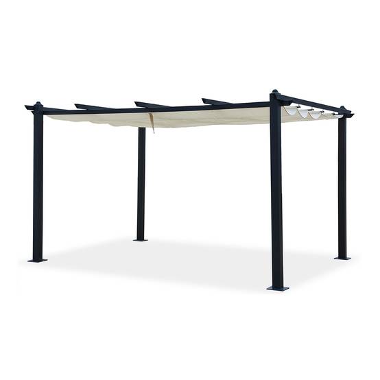 Pergola auto-portée 3 x 4 m avec toile rétractable beige NILA - Image 1
