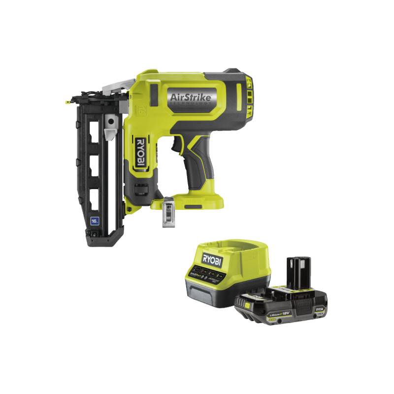 Ryobi - Pack RYOBI Cloueur de finition à air comprimé R16GN18-0 - 18 V One+ - 1 batterie 2.0Ah - 1 chargeur rapide RC18120-120 - Image 1