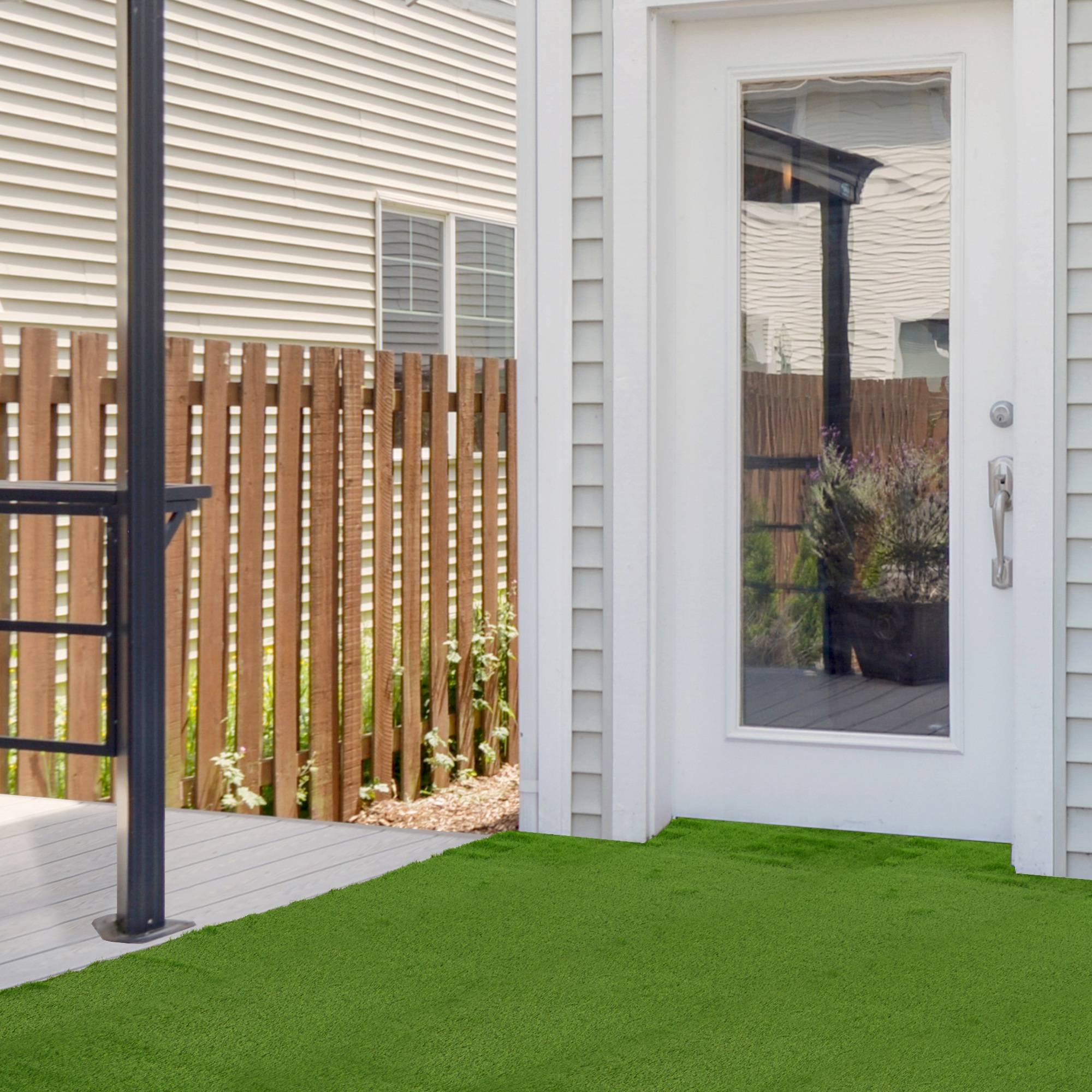 ComfortXL - Dalles de gazon synthétique vert foncé 30 x 30 cm lot de 10 pour balcon terrasse clipsables - ComfortXL Outdoor Living - Image 4