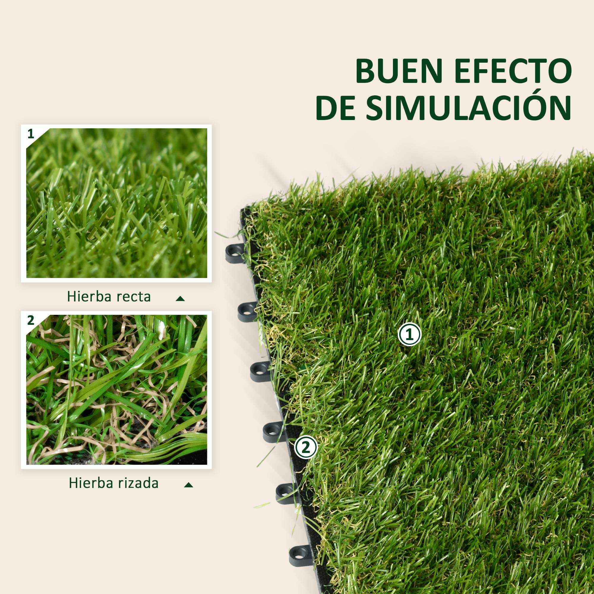 ComfortXL - Dalles de gazon synthétique vert foncé 30 x 30 cm lot de 10 pour balcon terrasse clipsables - ComfortXL Outdoor Living - Image 8