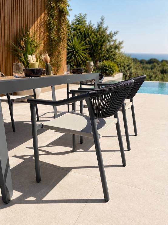 Dcb Garden - Ensemble repas de jardin 6 places en alu - Gris anthracite - TONGA - Image 3