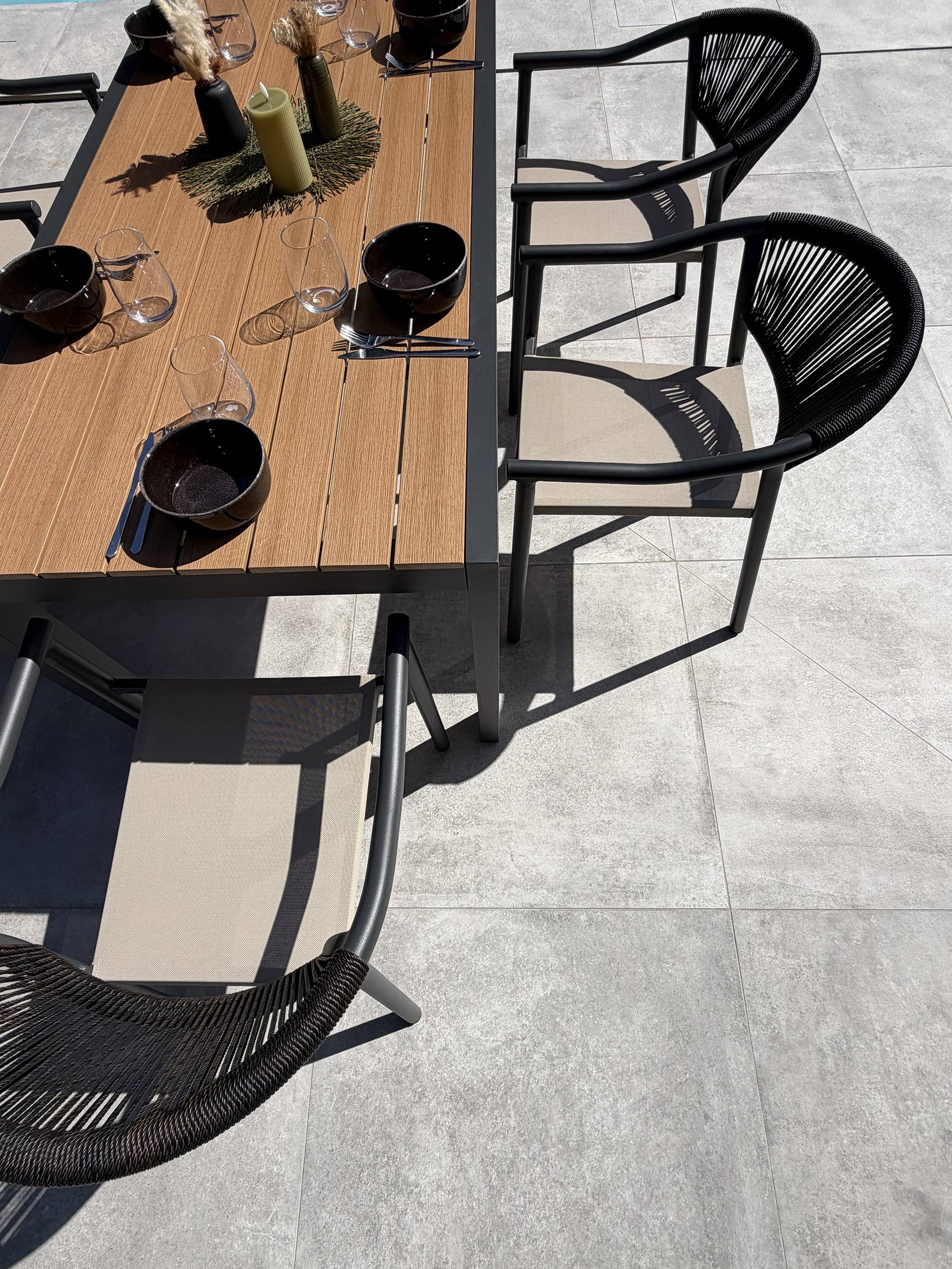 Dcb Garden - Ensemble repas de jardin 6 places en alu - Gris anthracite - TONGA - Image 2