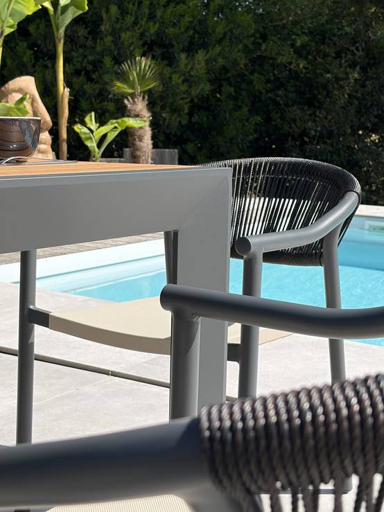 Dcb Garden - Ensemble repas de jardin 6 places en alu - Gris anthracite - TONGA - Image 7