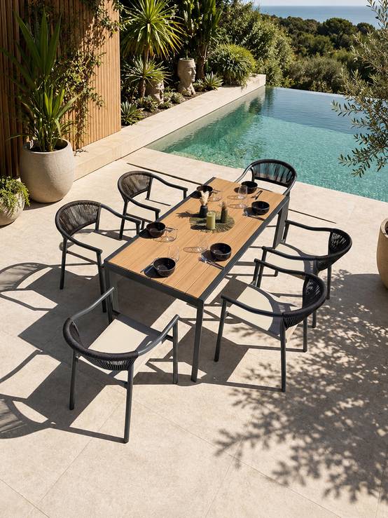 Dcb Garden - Ensemble repas de jardin 6 places en alu - Gris anthracite - TONGA - Image 1