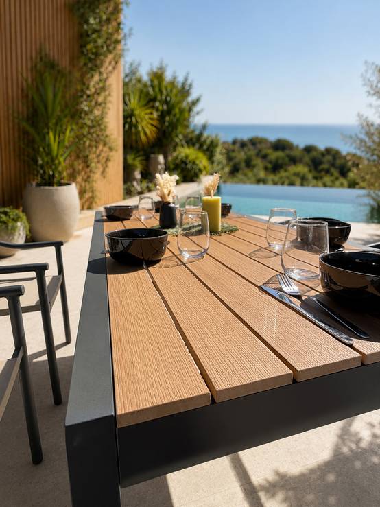 Dcb Garden - Ensemble repas de jardin 6 places en alu - Gris anthracite - TONGA - Image 5