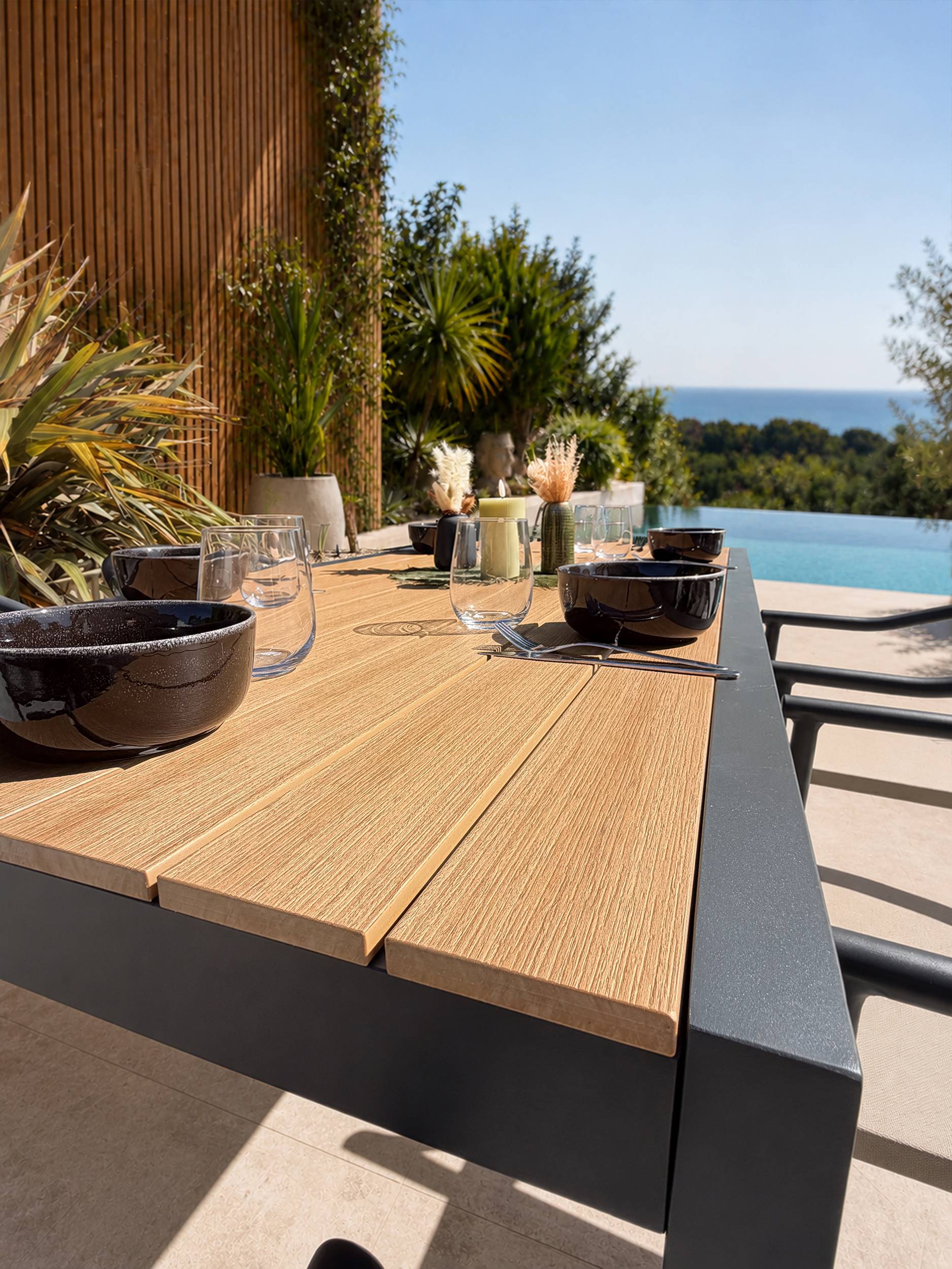 Dcb Garden - Ensemble repas de jardin 6 places en alu - Gris anthracite - TONGA - Image 4