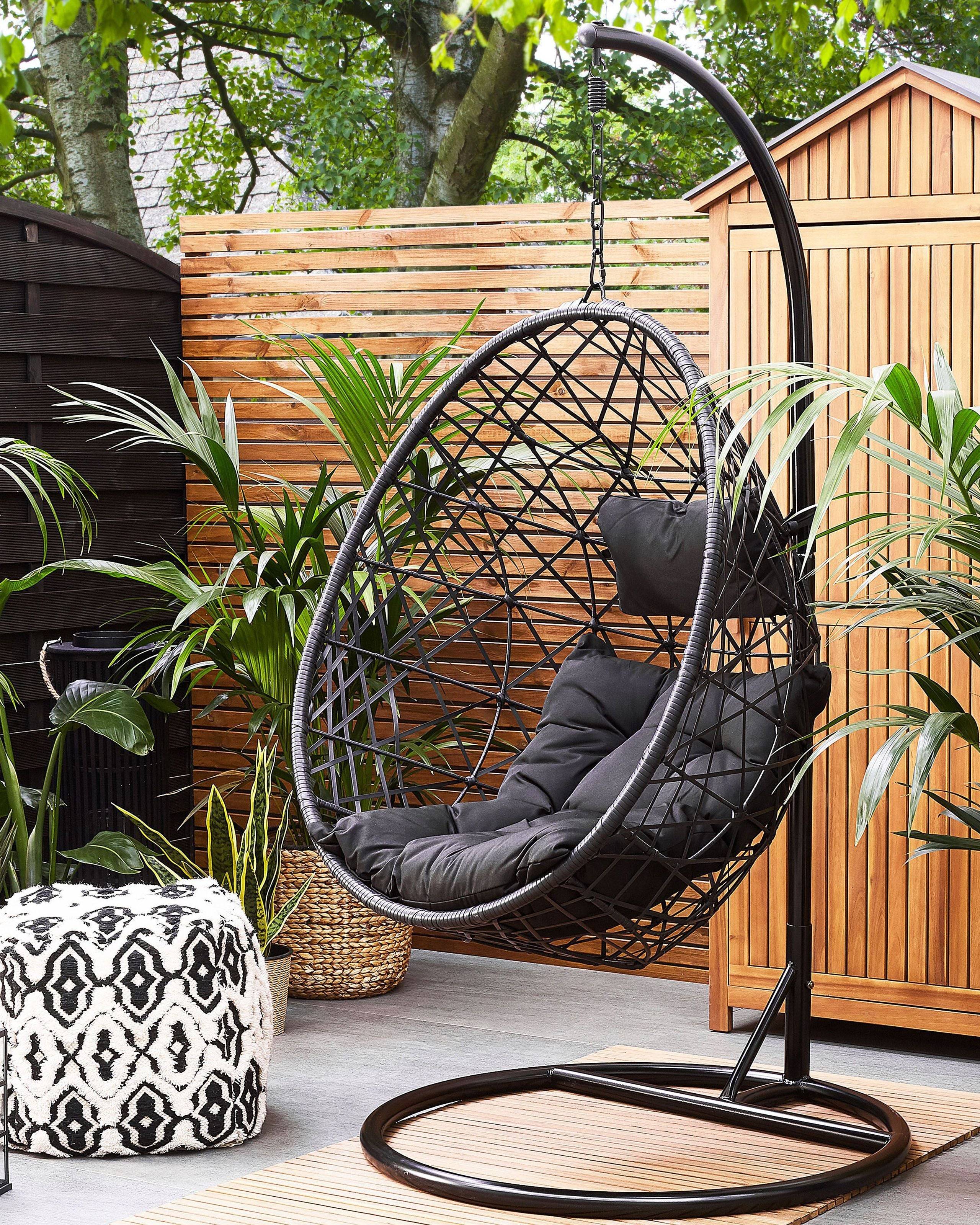 Beliani - Chaise porte-à-faux Polyrotin Noir ALATRI - 96x96x200- Beliani - Image 1