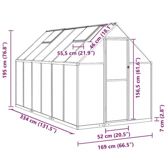 Serre de jardin aluminium et polycarbonate anthracite 334 x 169 x 195 cm - PANGIVO - Image 10