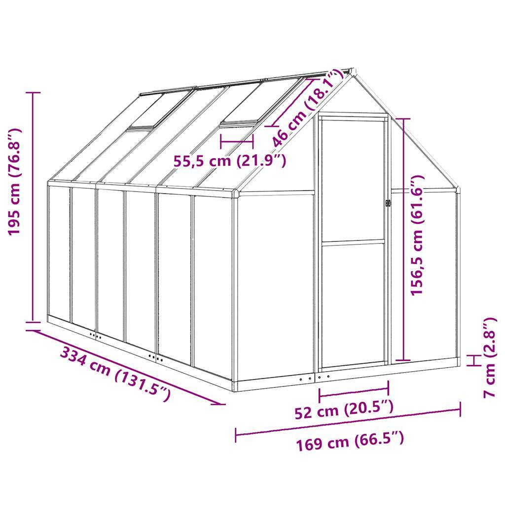 Serre de jardin aluminium et polycarbonate anthracite 334 x 169 x 195 cm - PANGIVO - Image 10