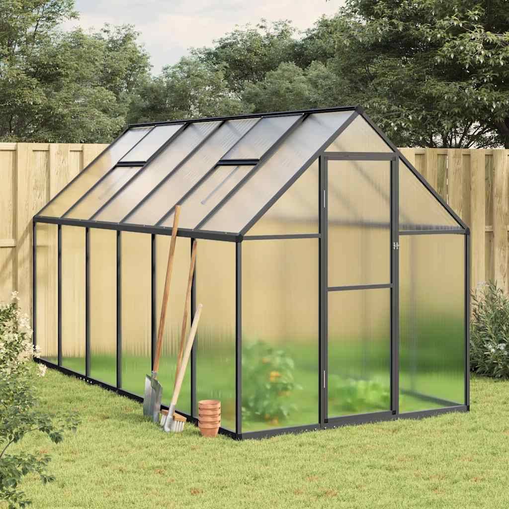 Serre de jardin aluminium et polycarbonate anthracite 334 x 169 x 195 cm - PANGIVO - Image 1