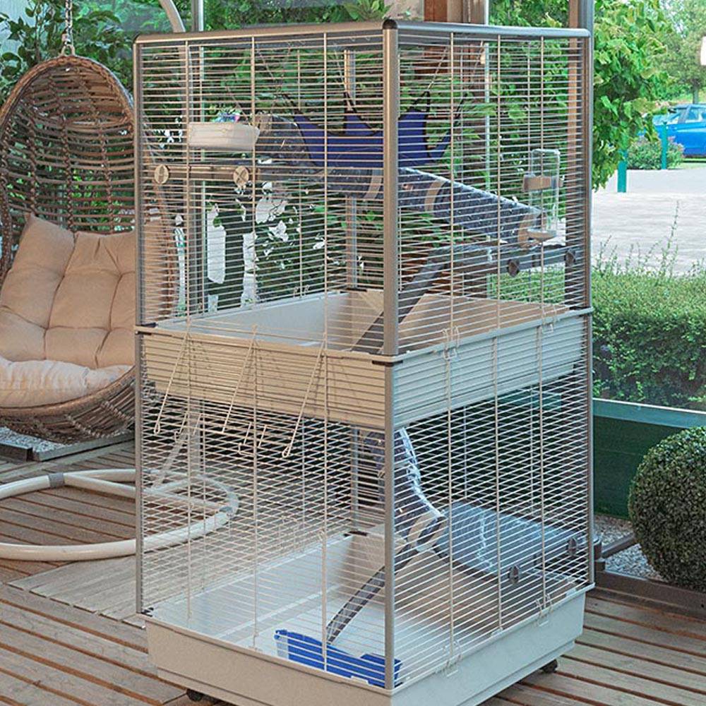 Ferplast - Ferplast Cage pour fûrets FURET TOWER, structure verticale sur plusieurs étages, roues et accessoires inclus, métal vernis gris et plastique, 75 x 80 - Image 3