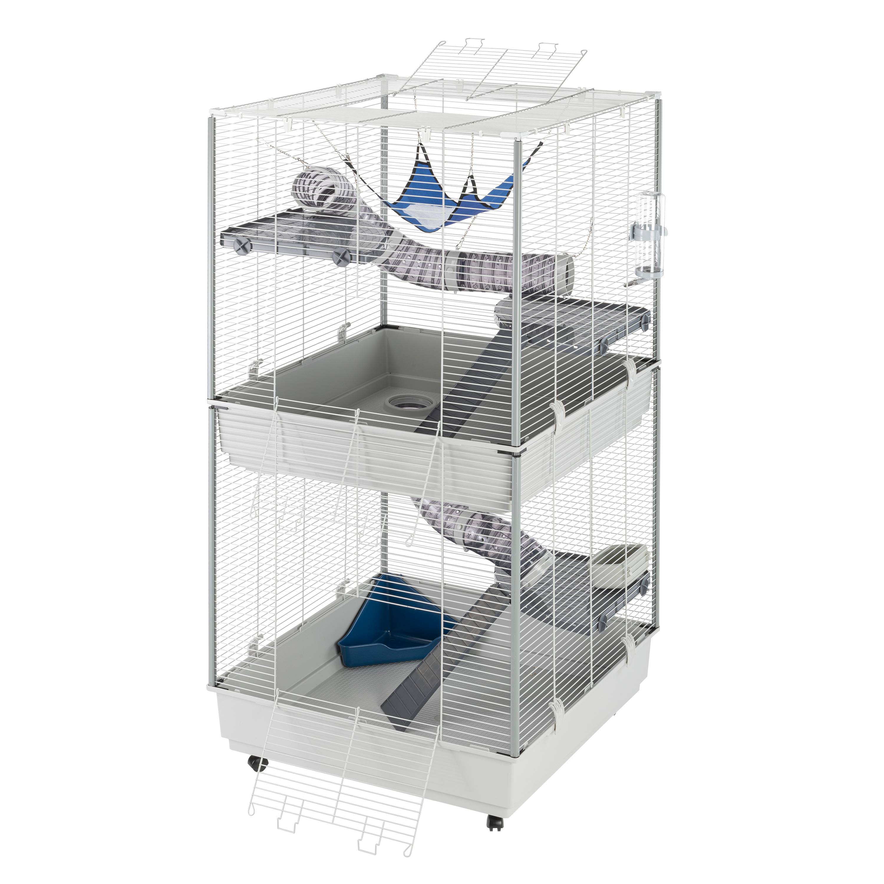 Ferplast - Ferplast Cage pour fûrets FURET TOWER, structure verticale sur plusieurs étages, roues et accessoires inclus, métal vernis gris et plastique, 75 x 80 - Image 6