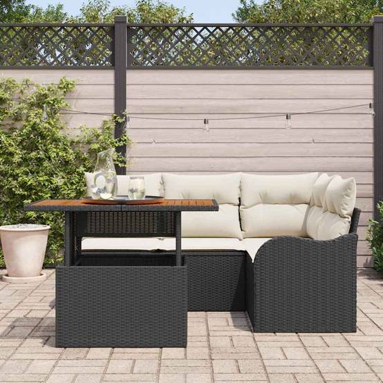 Salon de Jardin Compact 5 Pièces Résine Noire – Rangement Malin & Table Bois pour Balcon – Noir – ComfortXL Outdoor Living - Image 3