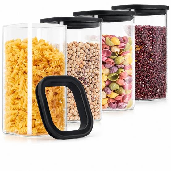 4 Bocaux de Conservation en Verre Borosilicate avec Couvercle Hermétique - Image 1
