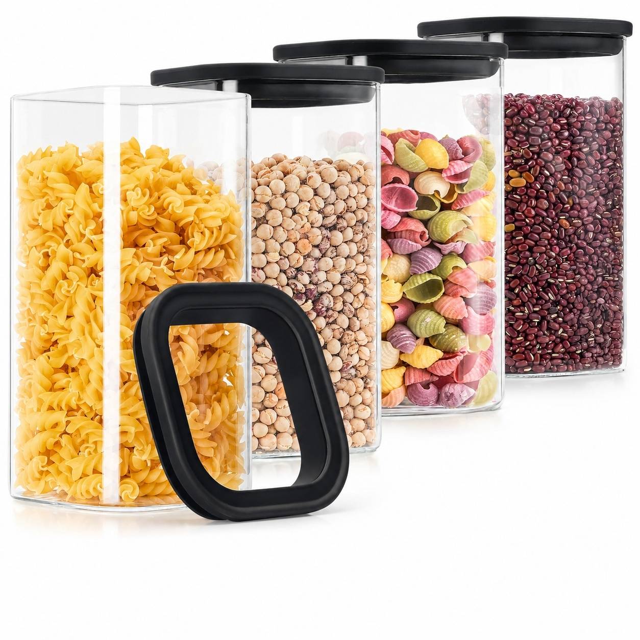 4 Bocaux de Conservation en Verre Borosilicate avec Couvercle Hermétique - Image 1