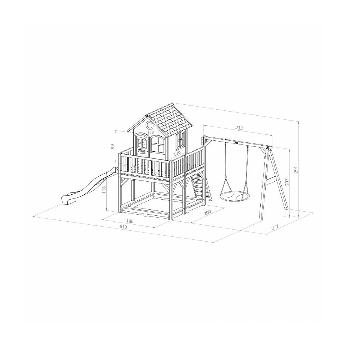 Maisonnette AXI Liam avec balançoire et toboggan vert citron - Cabane en bois pour enfants - Image 2