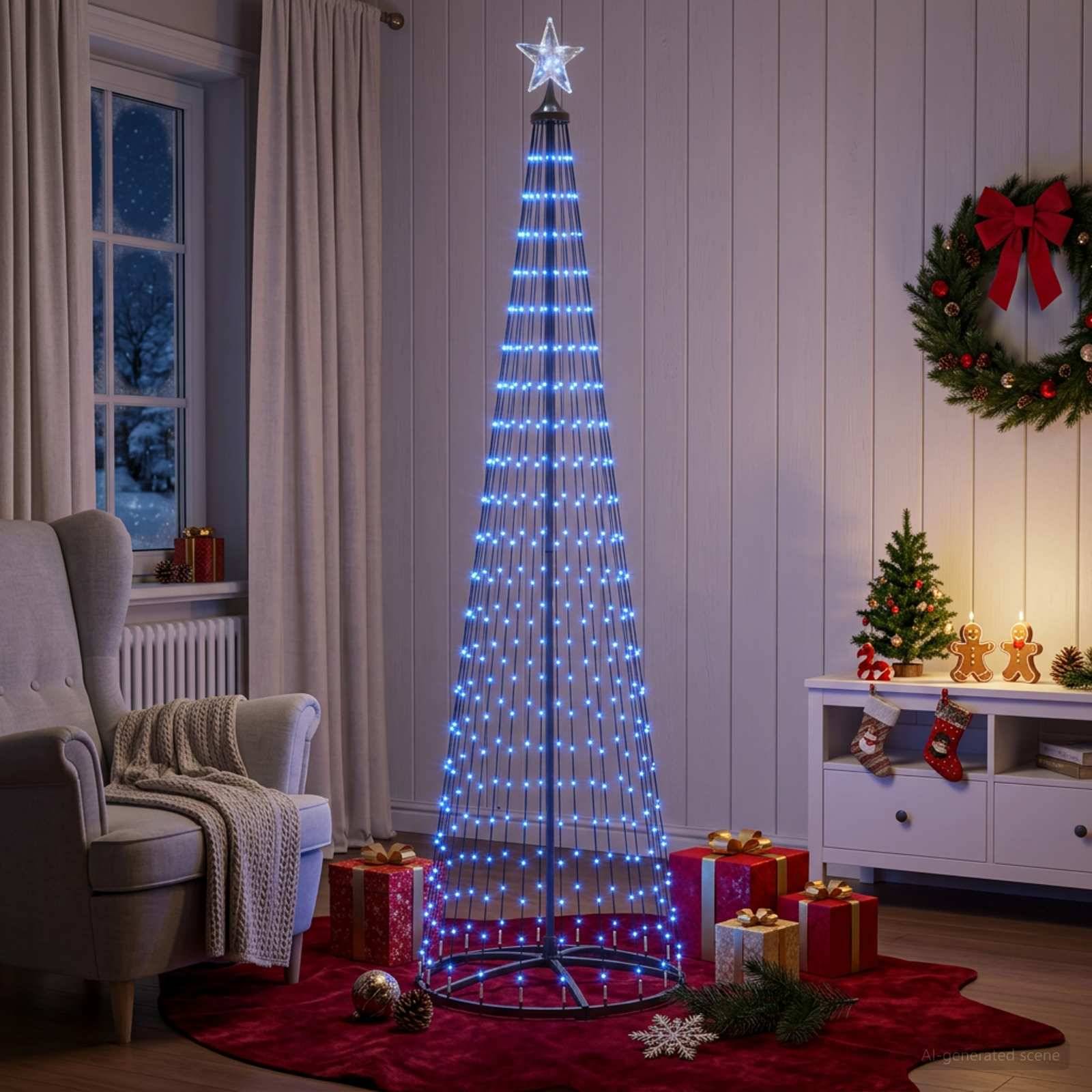 Vidaxl - Sapin cône lumineux LED 250 cm 470 LED Bleu Acier Blanc vidaXL 42050814 - Image 4